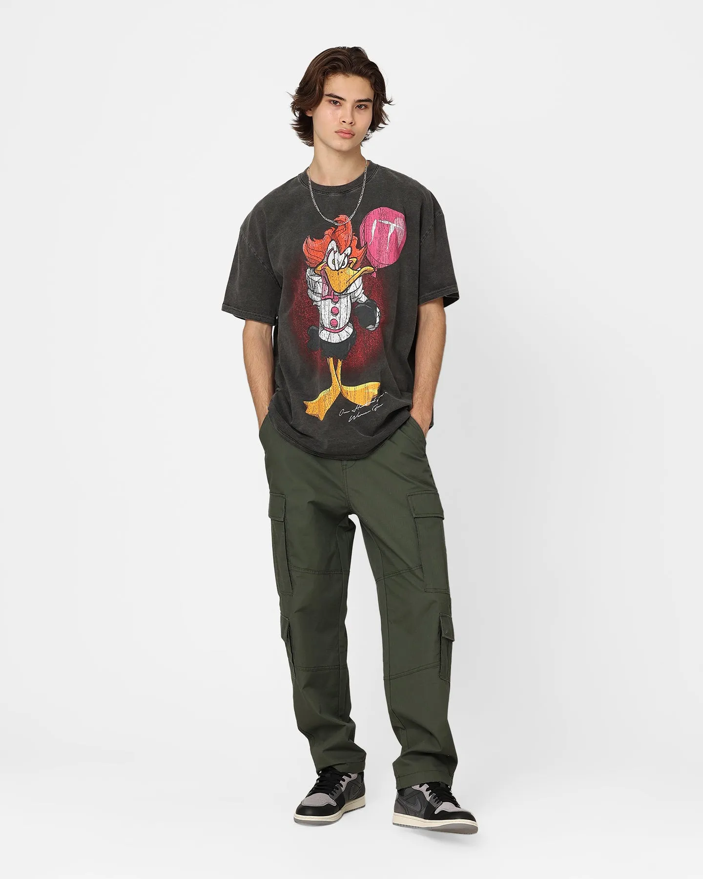 American Thrift X Warner Bros. Daffywise Heavyweight Vintage T-Shirt Black Wash Minimalist Design