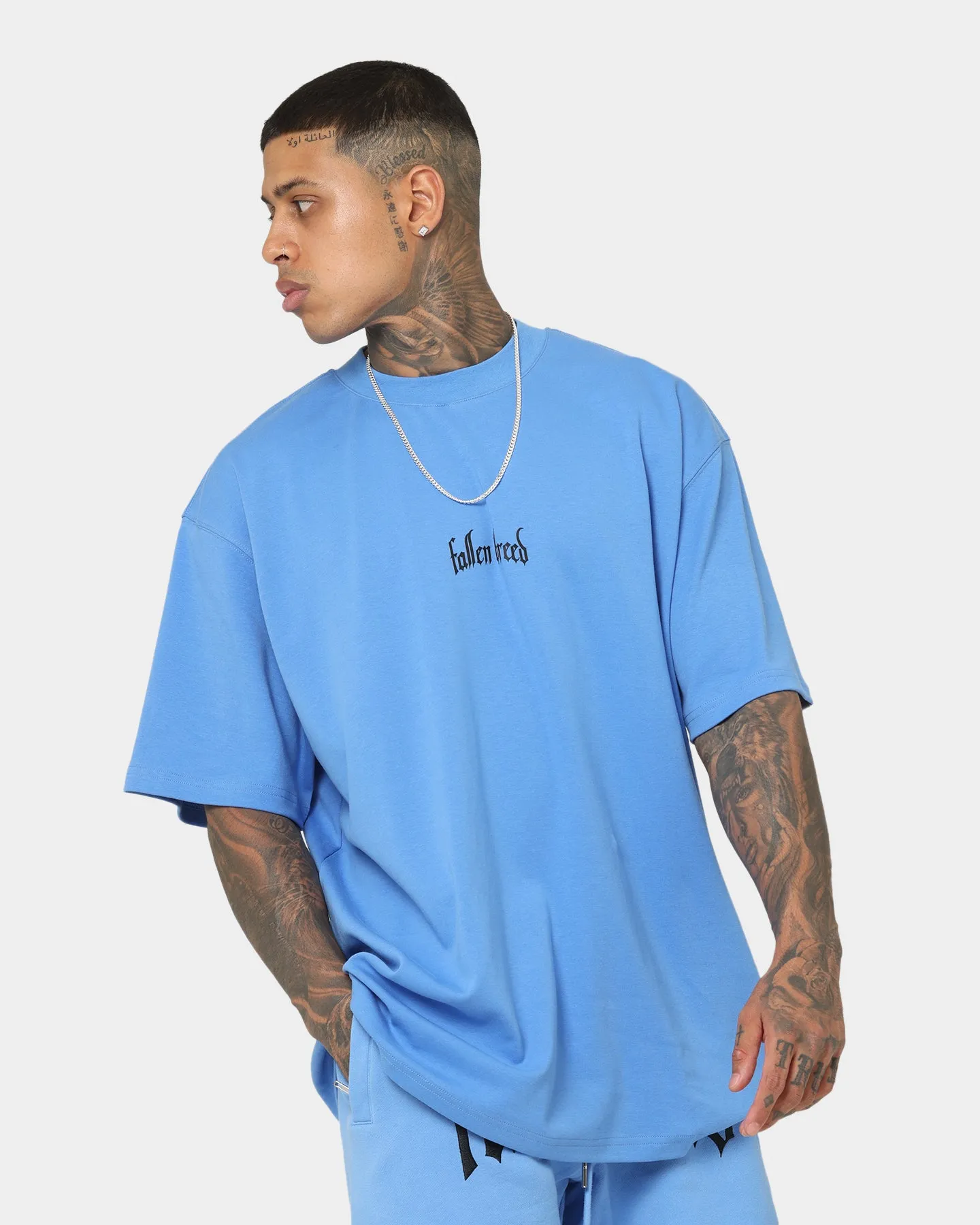 Fallen Breed Logo T-Shirt Blue Moisture Management Fabric