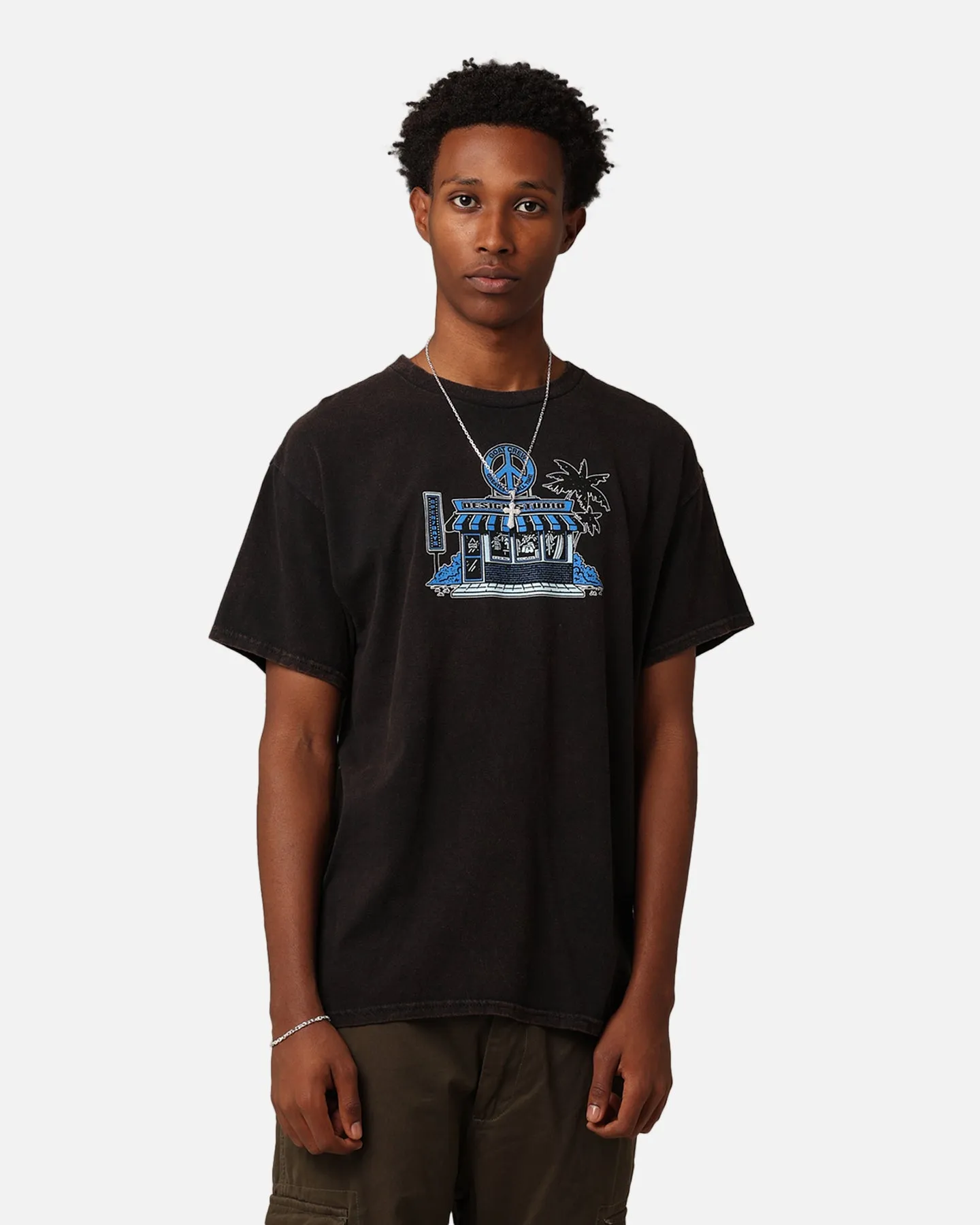 Geometric Pattern UV protection layer Goat Crew Design Studios Peace T-Shirt Black Wash