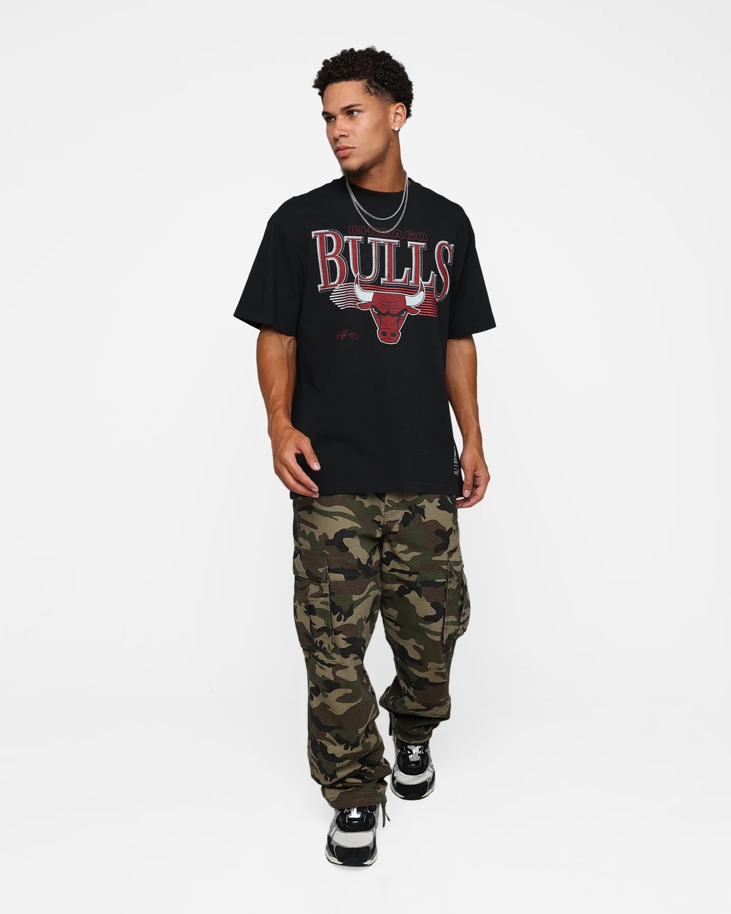 Mitchell & Ness Chicago Bulls Underscore T-Shirt Faded Black BiodegradableMaterial