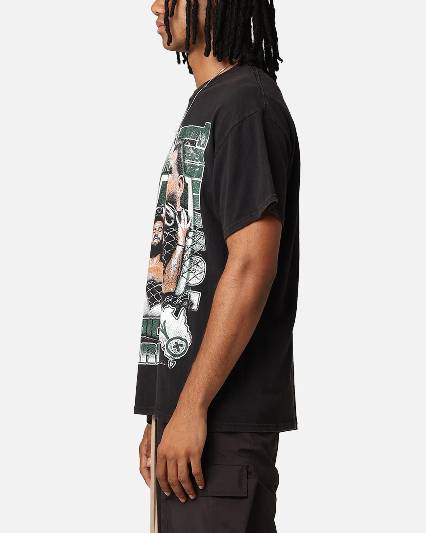 Modern and Soft Low Profile Silhouette UFC By Goat Crew Tai Tuivasa Bam Bam FTA Vintage T-Shirt Black Wash