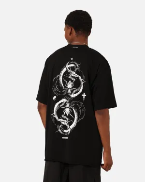 Contrast Inner Binding The Anti Order Double Dragon Baggy T-Shirt Black