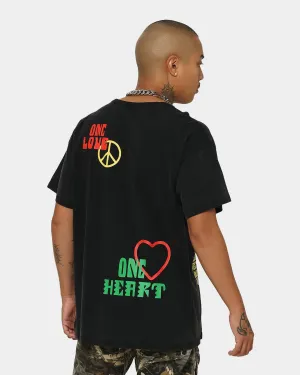 Moisture wicking Comfortable Piece Bob Marley One Love One Heart Vintage T-Shirt Washed Black