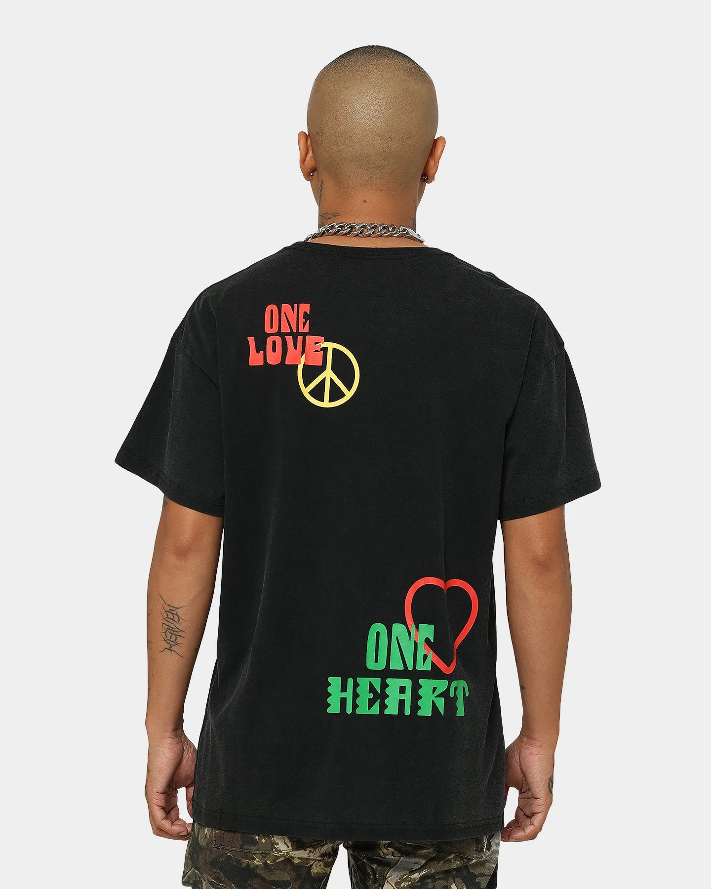 Comfy Style Bob Marley One Love One Heart Vintage T-Shirt Washed Black