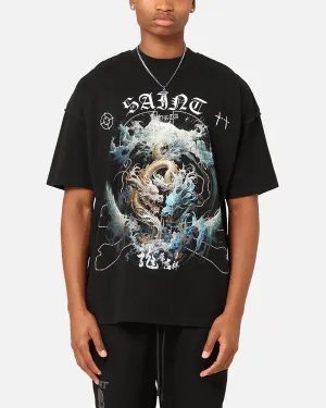 Cozy Look Casual Statement Saint Morta Year Of The Dragon Boxy T-Shirt Black