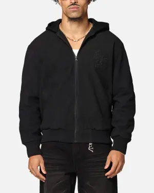 Ventilation Grommets Saint Morta Gothic Hooded PU Bomber Jacket Black/Black