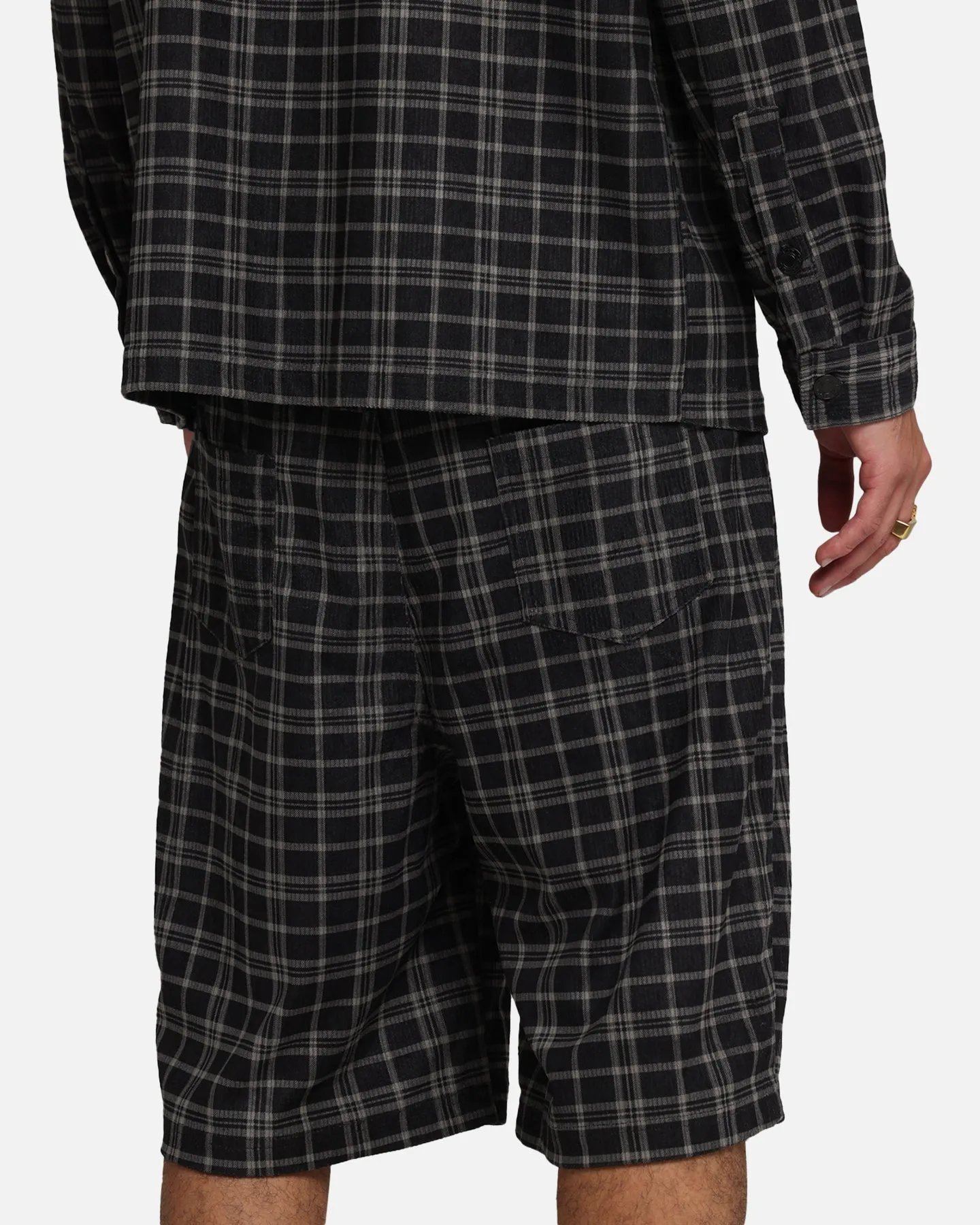 High-Waisted Pants XXIII Plaid Corduroy Jorts Black/Grey