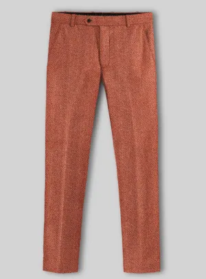 Flawless Office Fit Naples Wide Herringbone Caramine Pink Tweed Pants