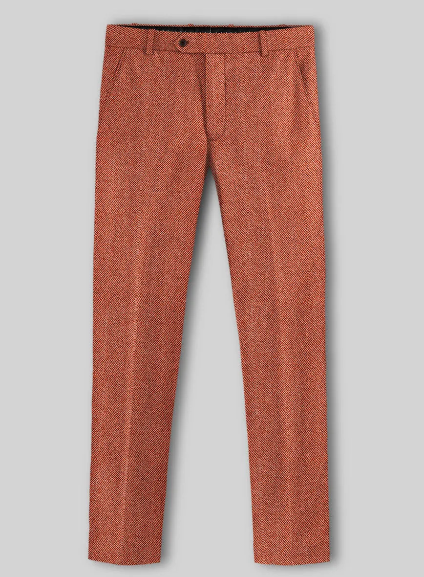 Flawless Office Fit Naples Wide Herringbone Caramine Pink Tweed Pants