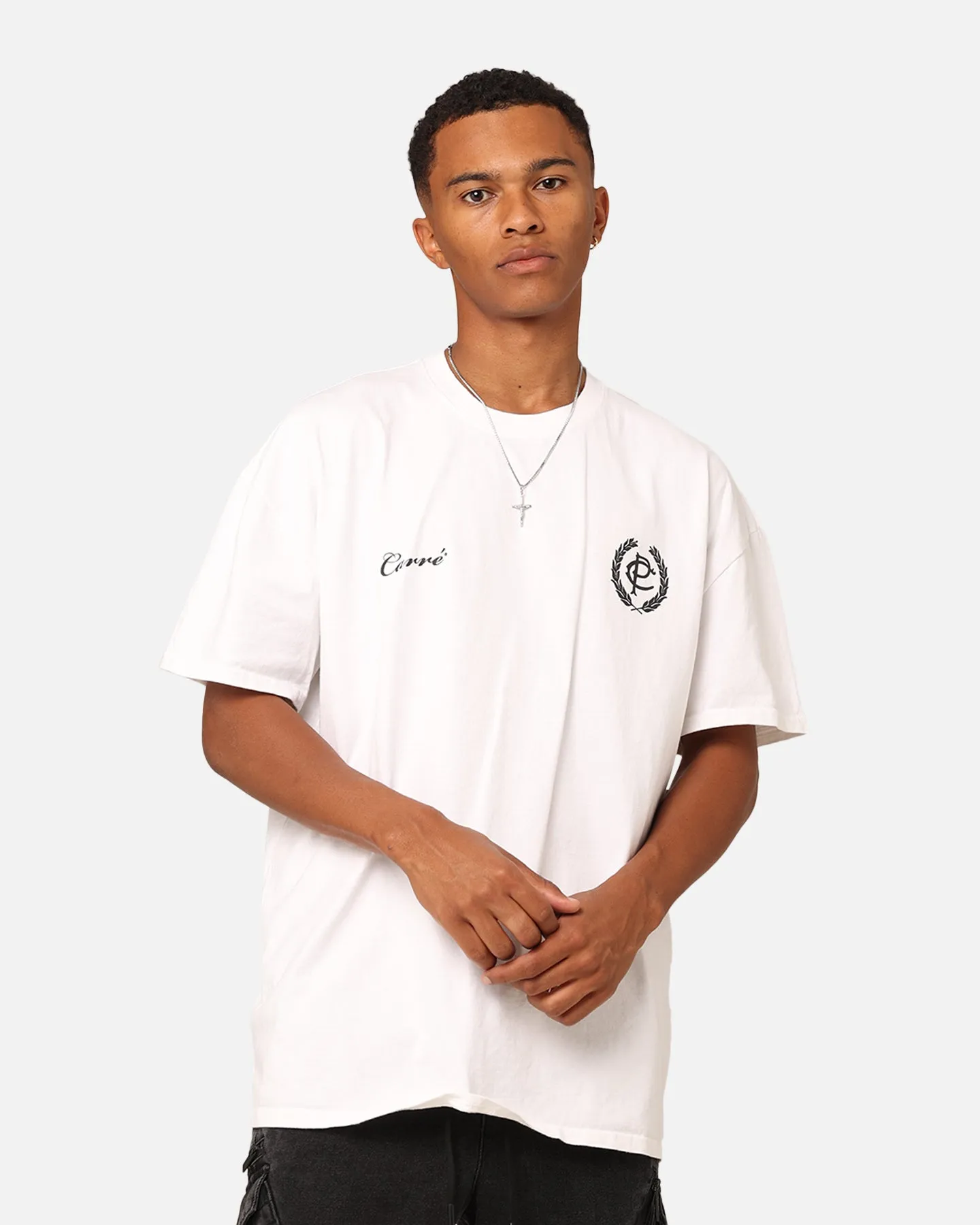 Carre CP Monogram T-Shirt White Laser Cut Edges