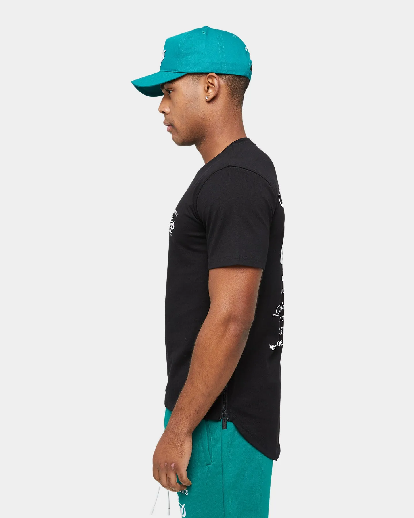 Carre Revolution Zip Drop Tail T-Shirt Black FlexibleKnit Relaxed Vibe