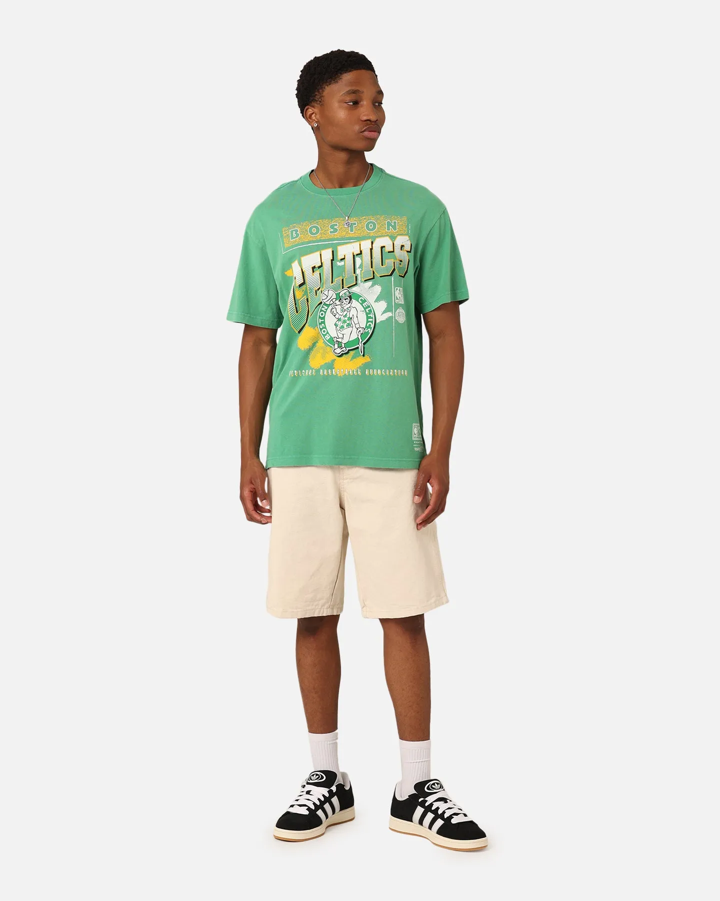 Men's Mitchell & Ness Boston Celtics Brush Off 2.0 T-Shirt Green