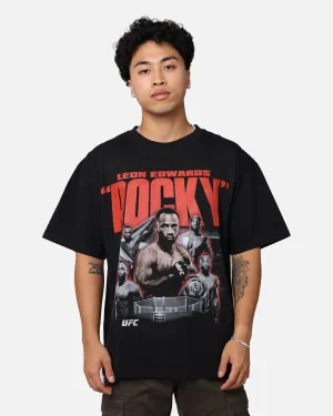 UFC By Goat Crew Leon "Rocky" Edwards Vintage T-Shirt Washed Black Comfortable Style