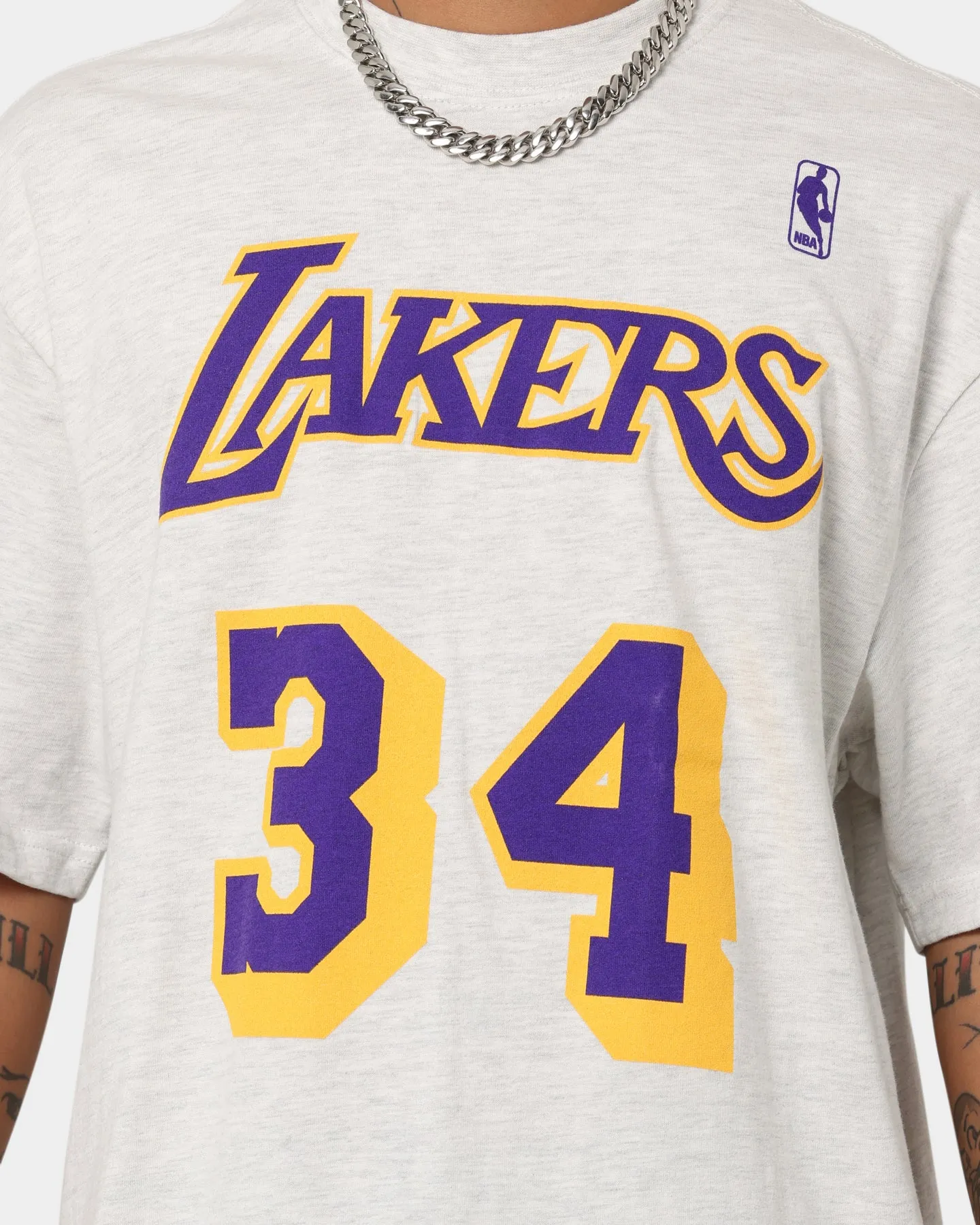 Eco Conscious Production Mitchell & Ness Los Angeles Lakers Shaquille O'Neal #34 N&N T-Shirt White Marle