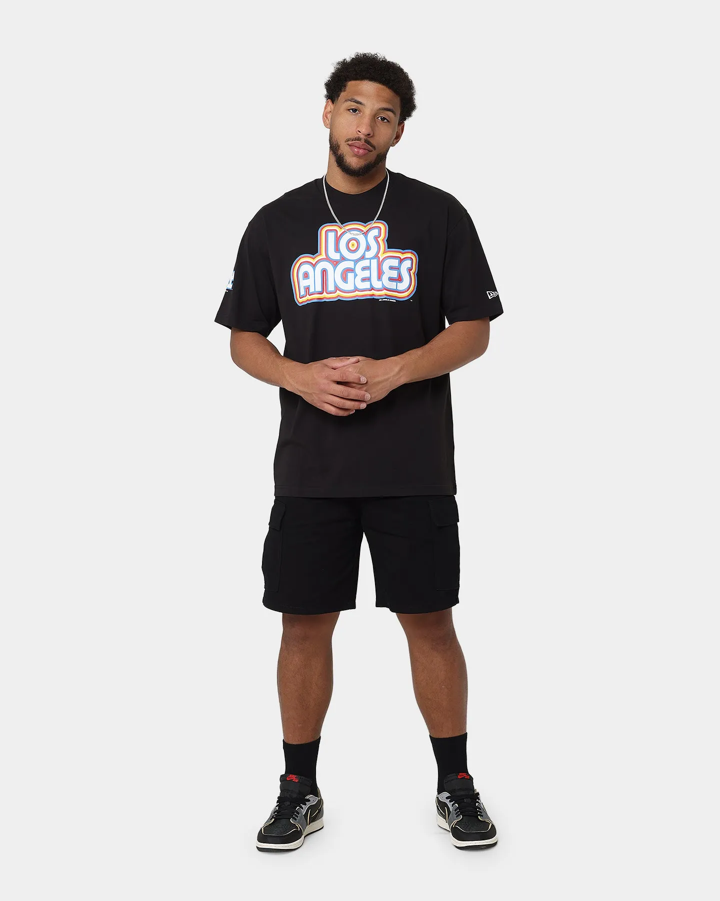 Comfort and Breathable FadeResistant New Era Los Angeles Dodgers Retro Outline Logo T-Shirt Black