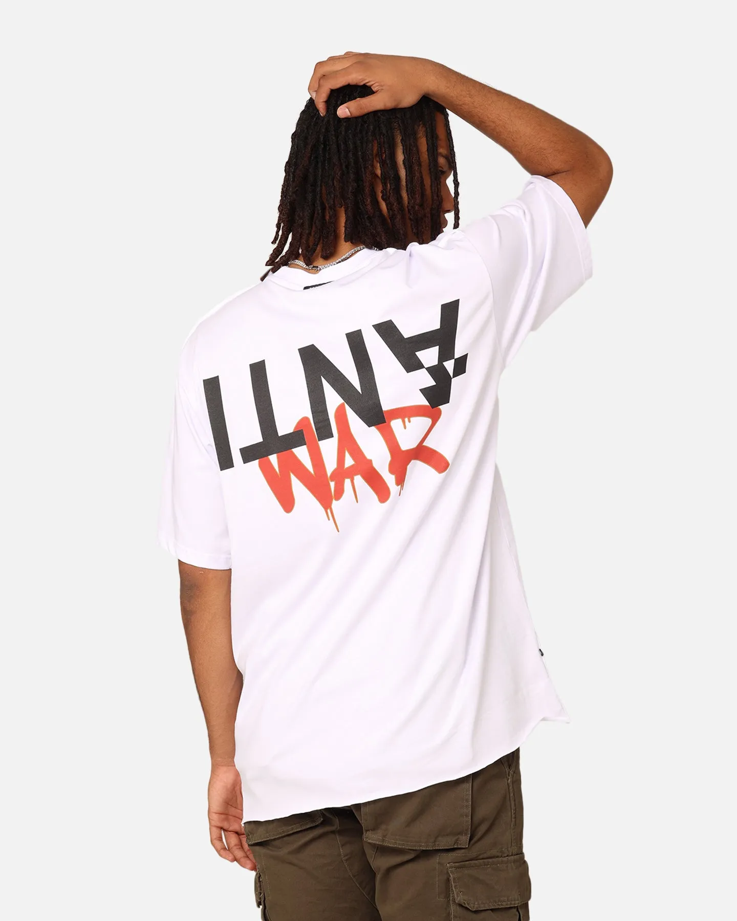 The Anti Order Anti War Baggy T-Shirt White Trendy Piece TaglessCollar