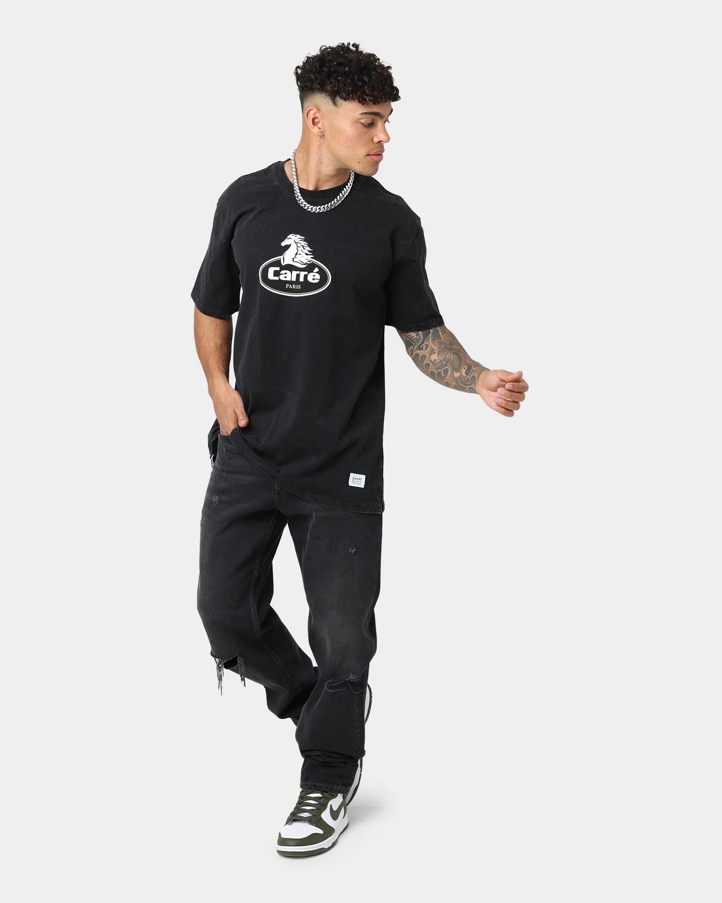 Chilly Layer Carre Gasoline T-Shirt Black Wash