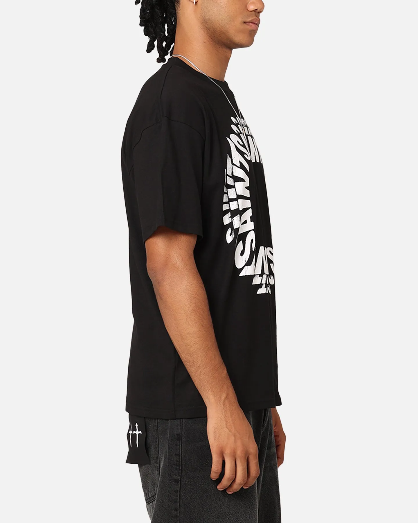 Saint Morta Rave Drop Shoulder T-Shirt Black short sleeved Water Based Ink