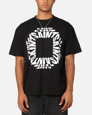 Retro Simple yet stylish Saint Morta Rave Drop Shoulder T-Shirt Black