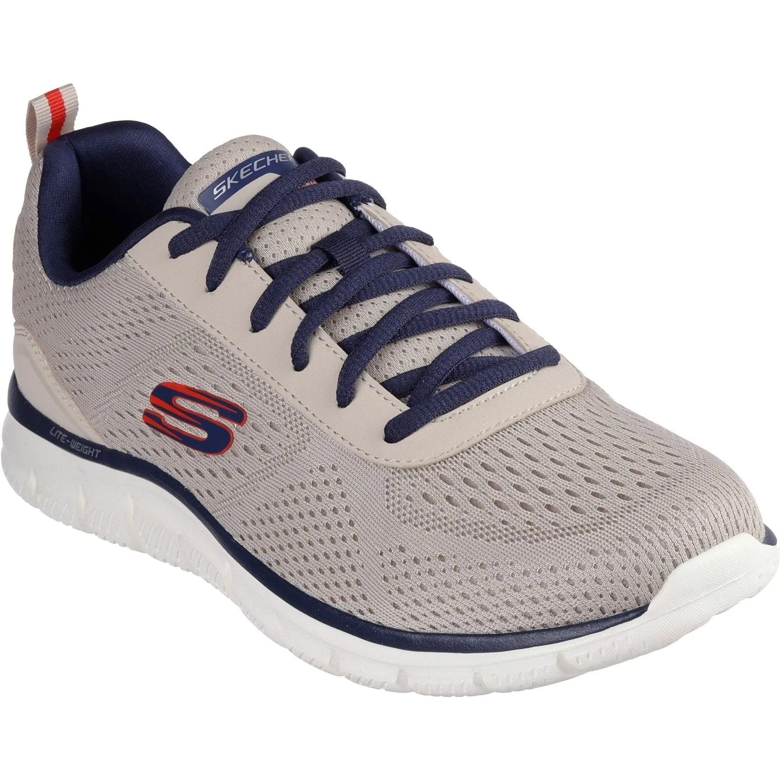 Skechers Mens Track Leshur Shoes Taupe/Navy Work Ready Stage Glow