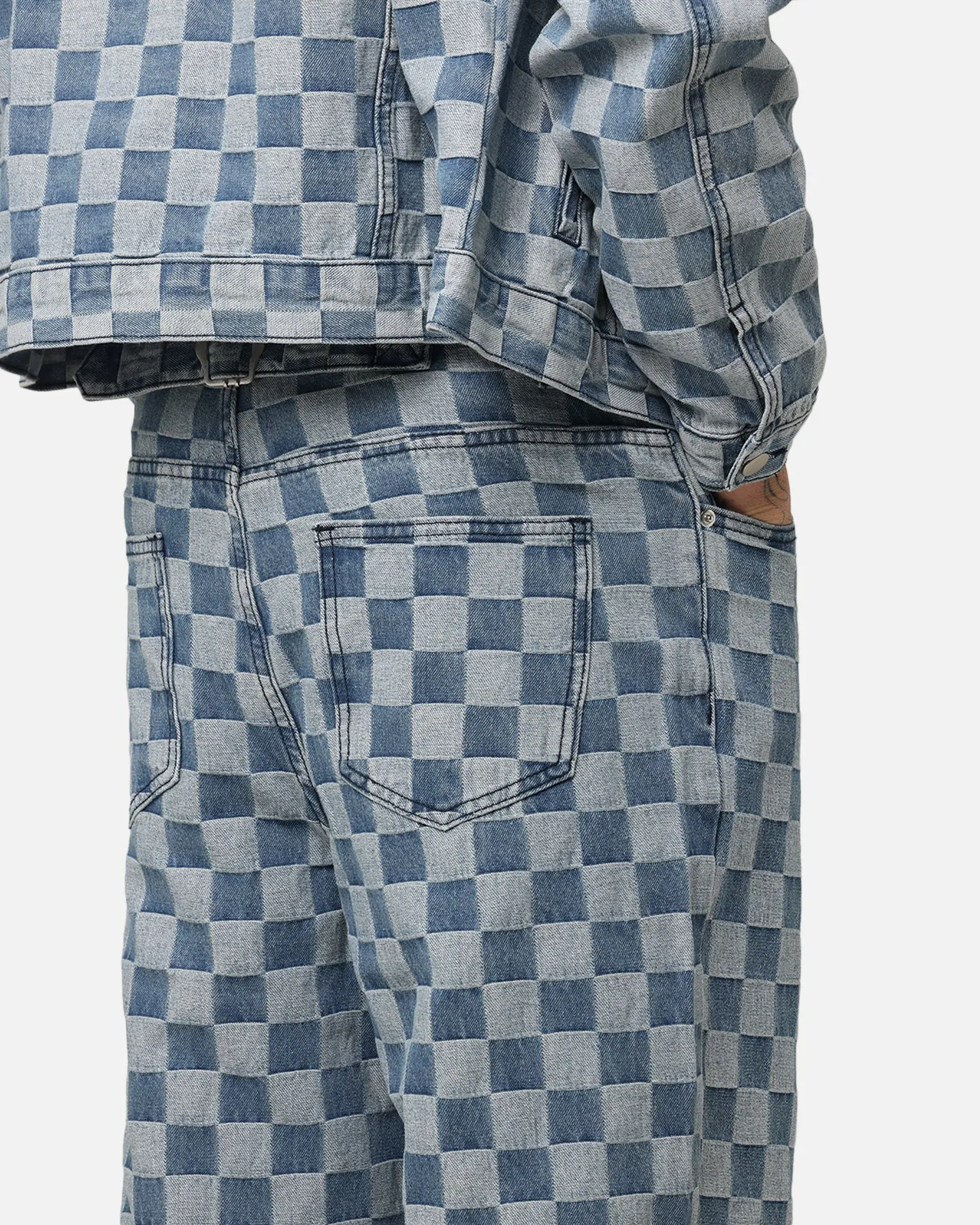 XXIII Checker Board Denim Jeans Blue Water Resistant Urban Flex