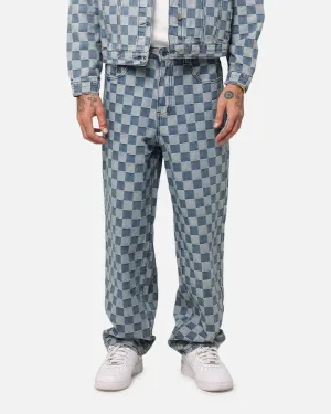 XXIII Checker Board Denim Jeans Blue Structured fabric