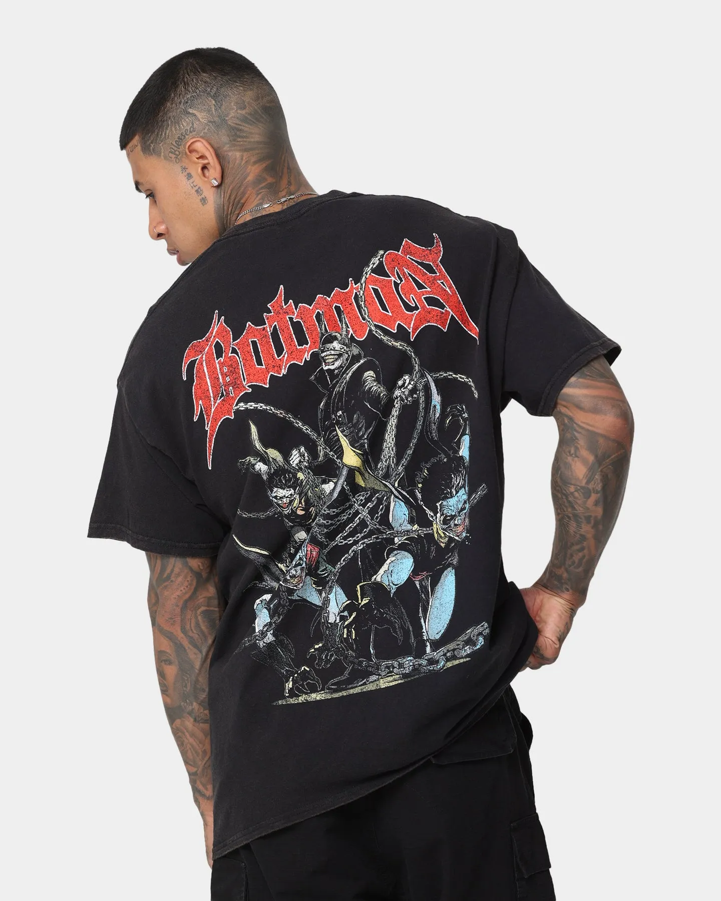 Goat Crew X DC Batman Who Laughs Vintage T-Shirt Black Wash Oversized Cut Sporty Look Wear