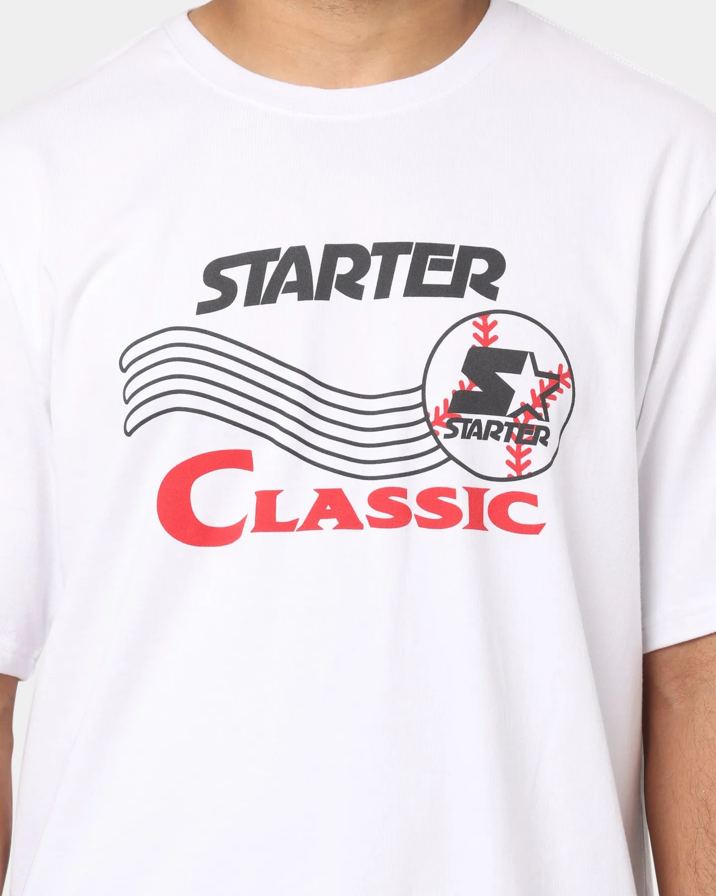 Leisure Casual Comfy Apparel Starter Baseball Classic Short Sleeve T-Shirt White