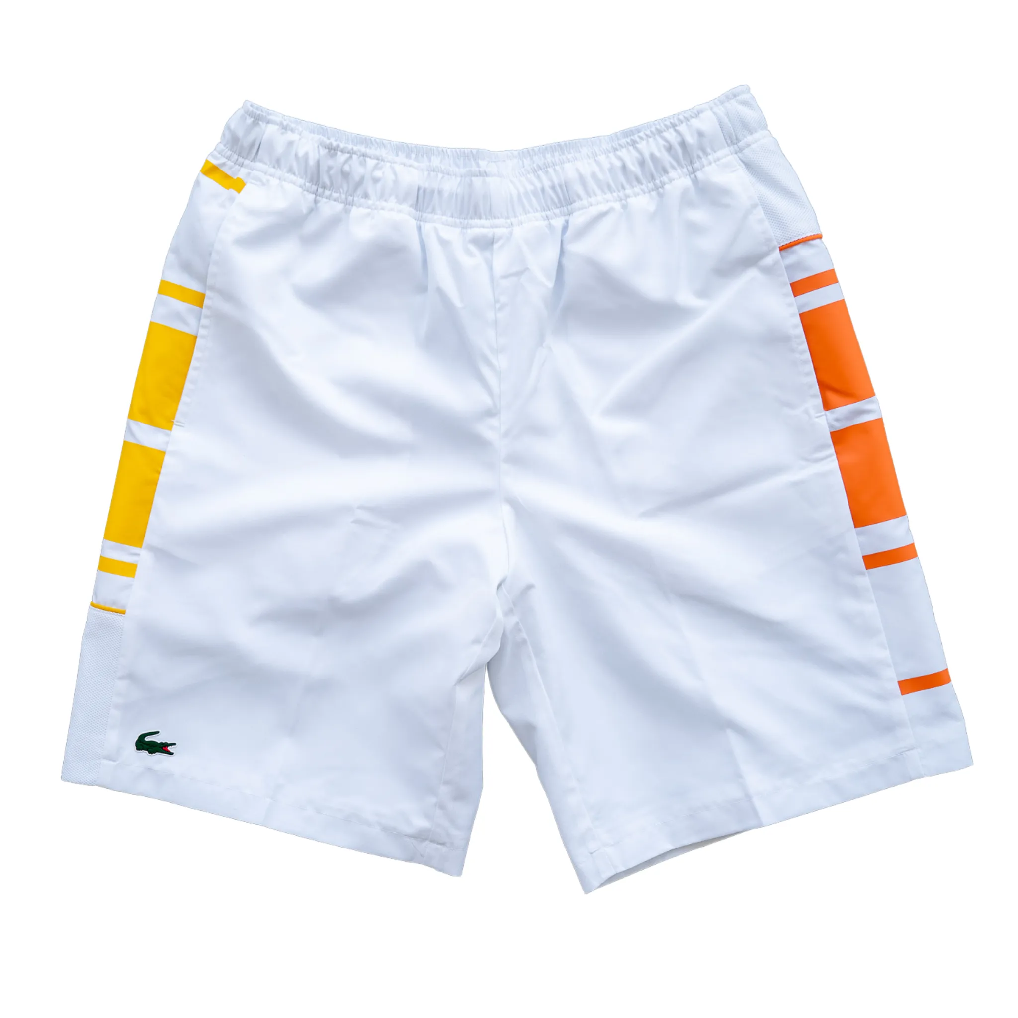 Lacoste Sport Striped Shorts (White/Orange) Global Edge