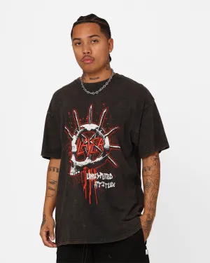 Slayer Undisputed Attitude Vintage T-Shirt Black Wash Thermal Regulating Layer Cotton Blend