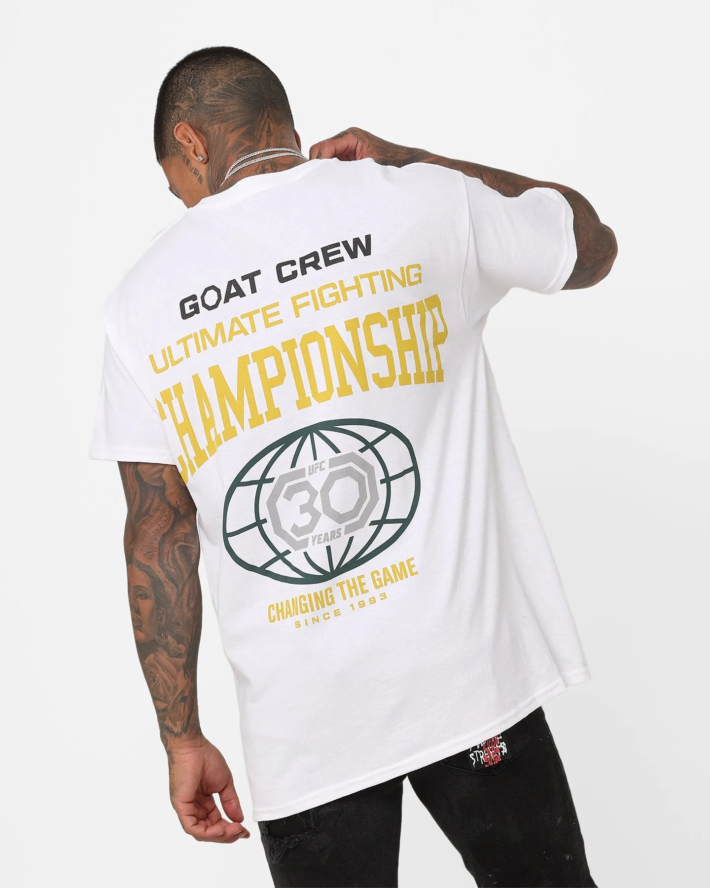Everyday Fit Travel Wear UFC By Goat Crew 30th Anniversary Vintage T-Shirt White