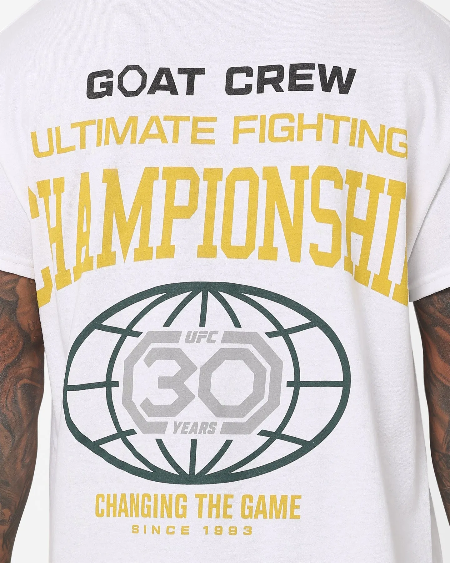 UFC By Goat Crew 30th Anniversary Vintage T-Shirt White Relaxed Comfort Look