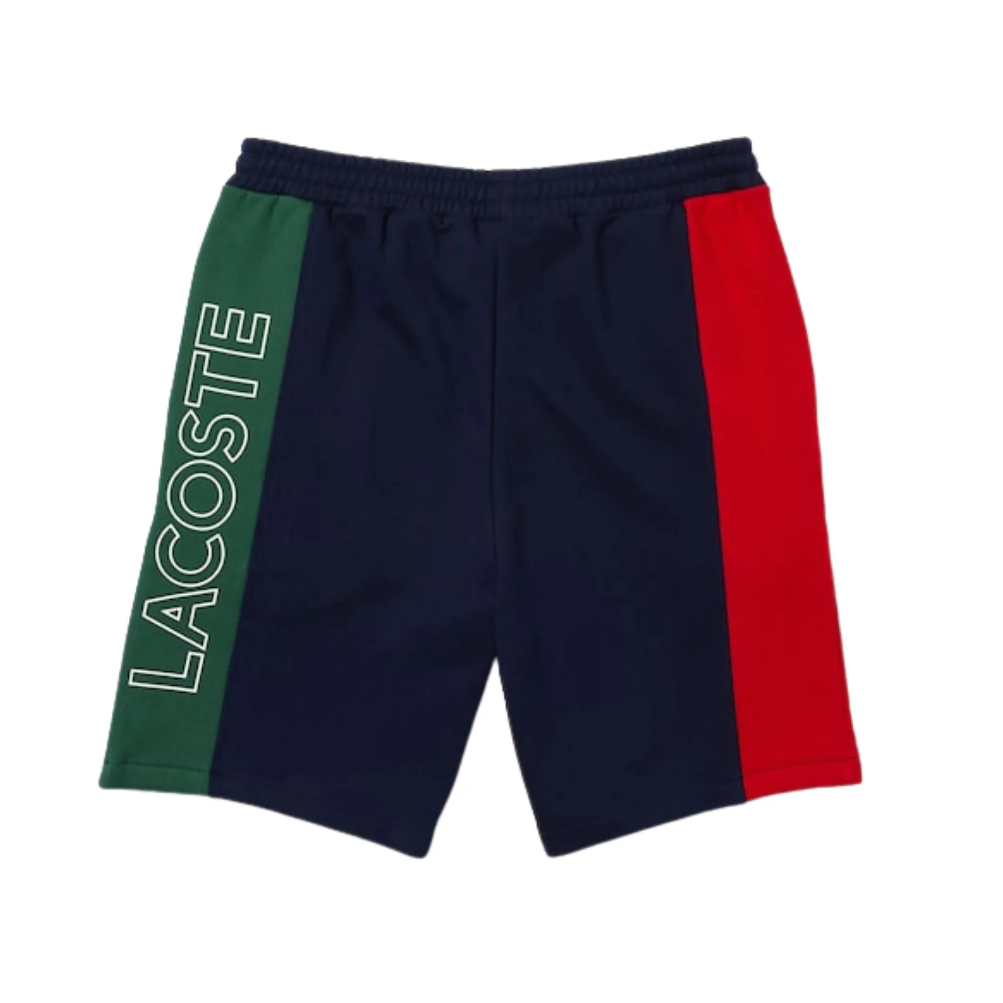 Lacoste Branded Cotton Fleece Blend Shorts (Navy/Red/Green) elastic waistband UVProtective Coating