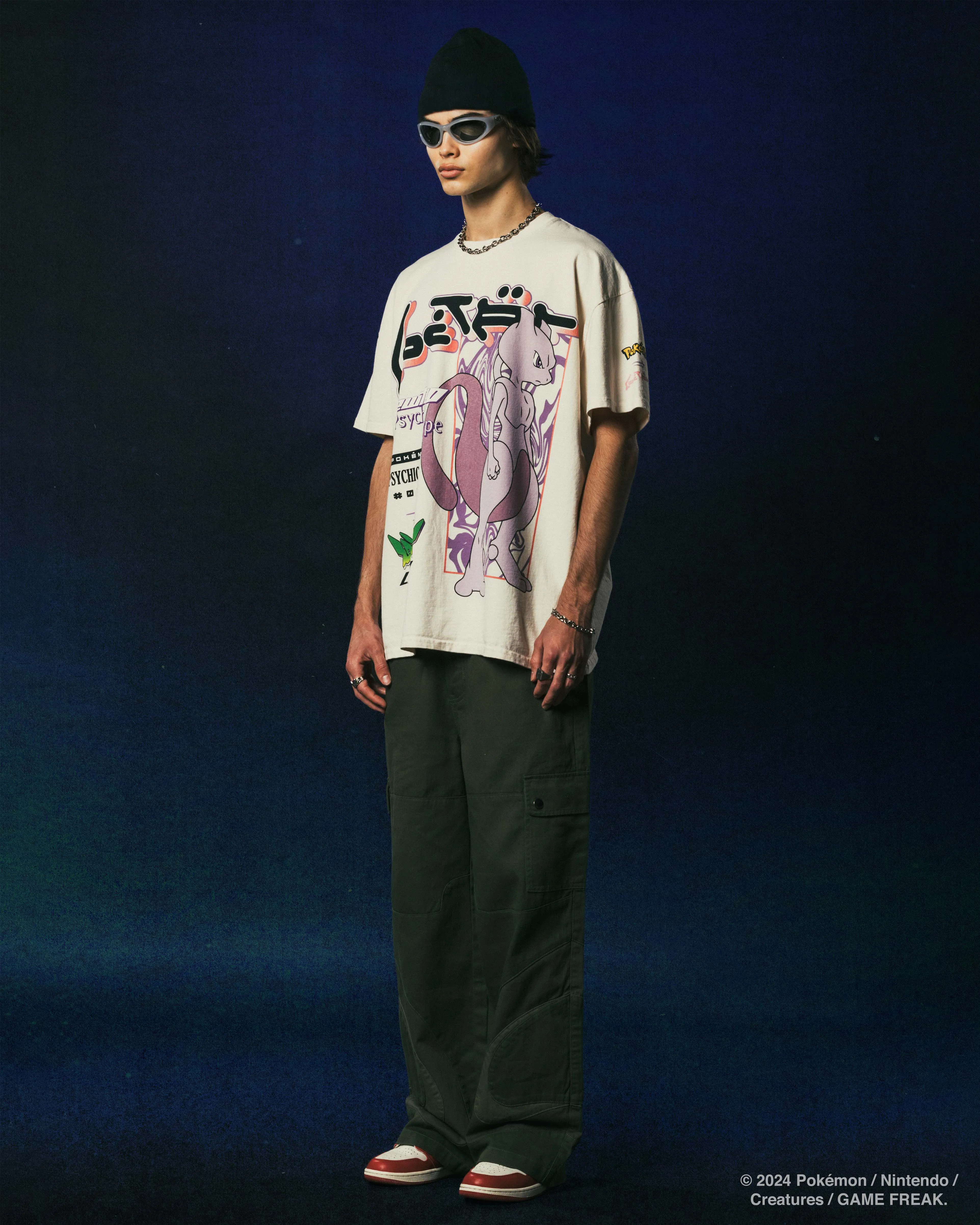 Pok??mon By Loiter Mewtwo Heavyweight T-Shirt Off White Sublimation Resistant Fabric Collared