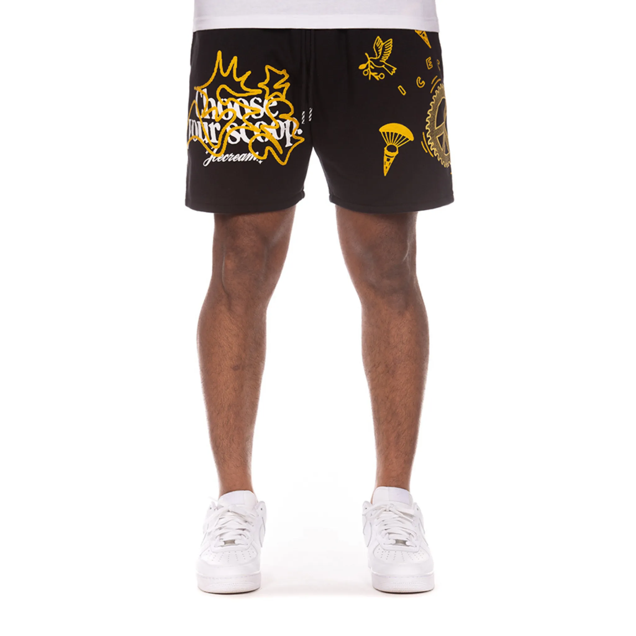 Icecream "Scoop" Sweatshorts (Black) Outdoor Wear Flexible Hemline