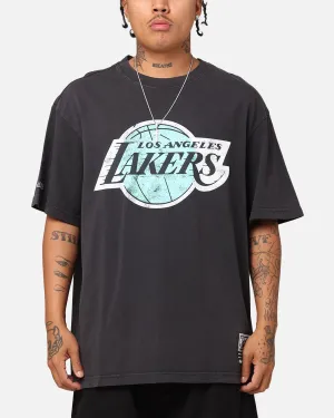 Outdoor Essentials Mitchell & Ness Los Angeles Lakers Ice Blue Logo T-Shirt Faded Black