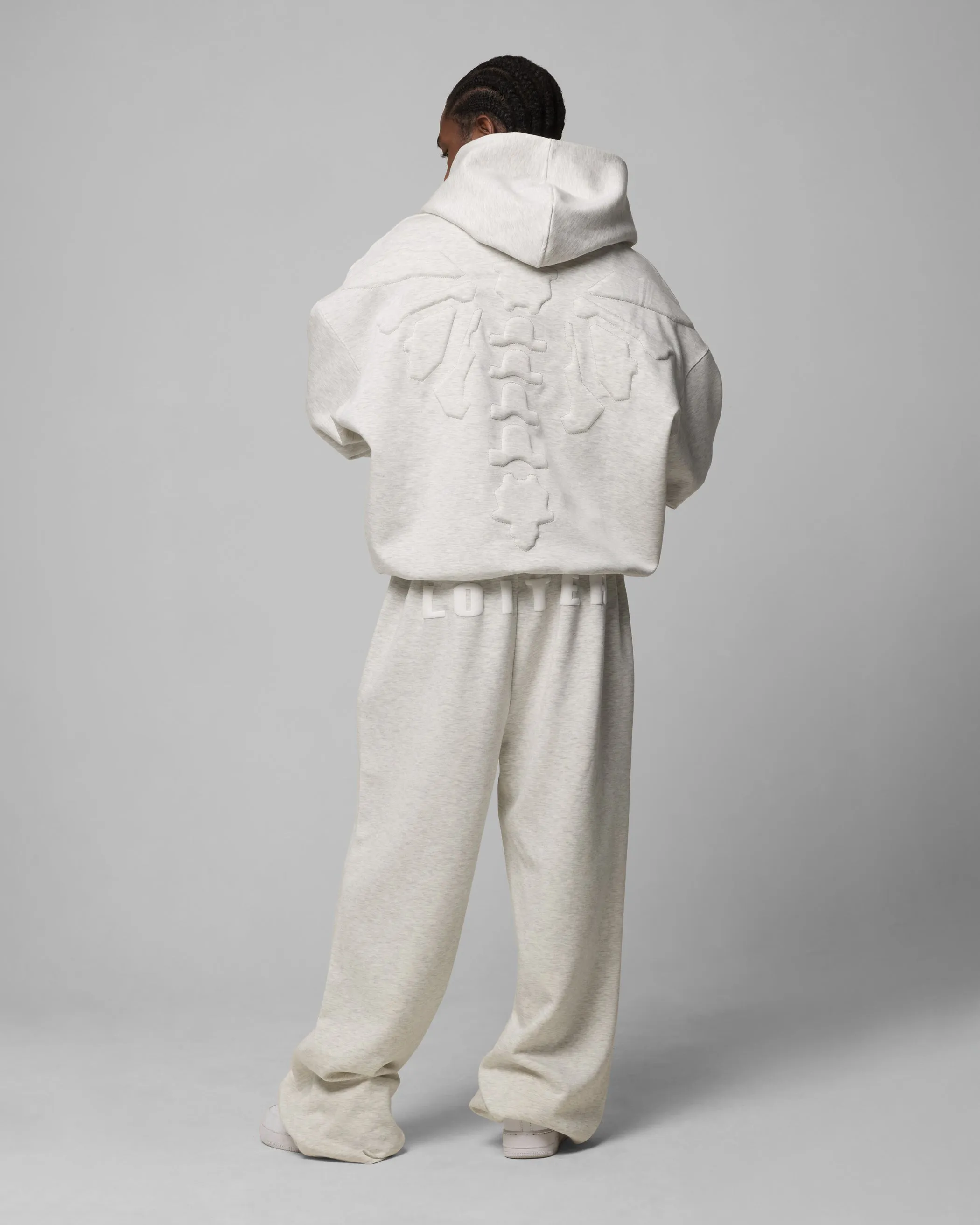 Seamless Side Construction half zip Loiter Sandevistan Hoodie Grey Marle
