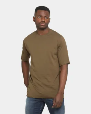 Timeless Layering Water Based Ink Print Well Made Unorthodox T-Shirt Army Green