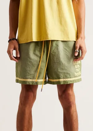 DSM Canvas Stripe Shorts-Lime Conscious Fit MinimalistStyle