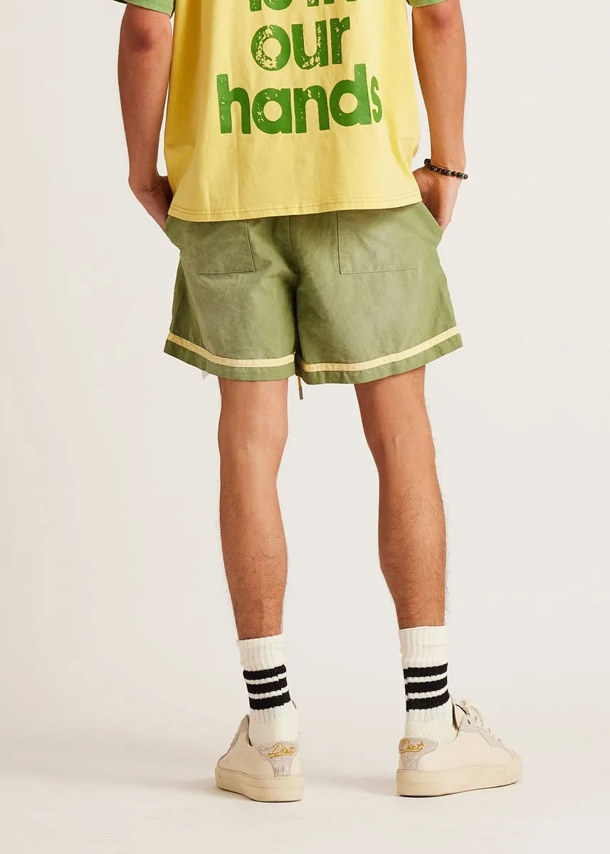 DSM Canvas Stripe Shorts-Lime Comfortable Lounge Seamless construction