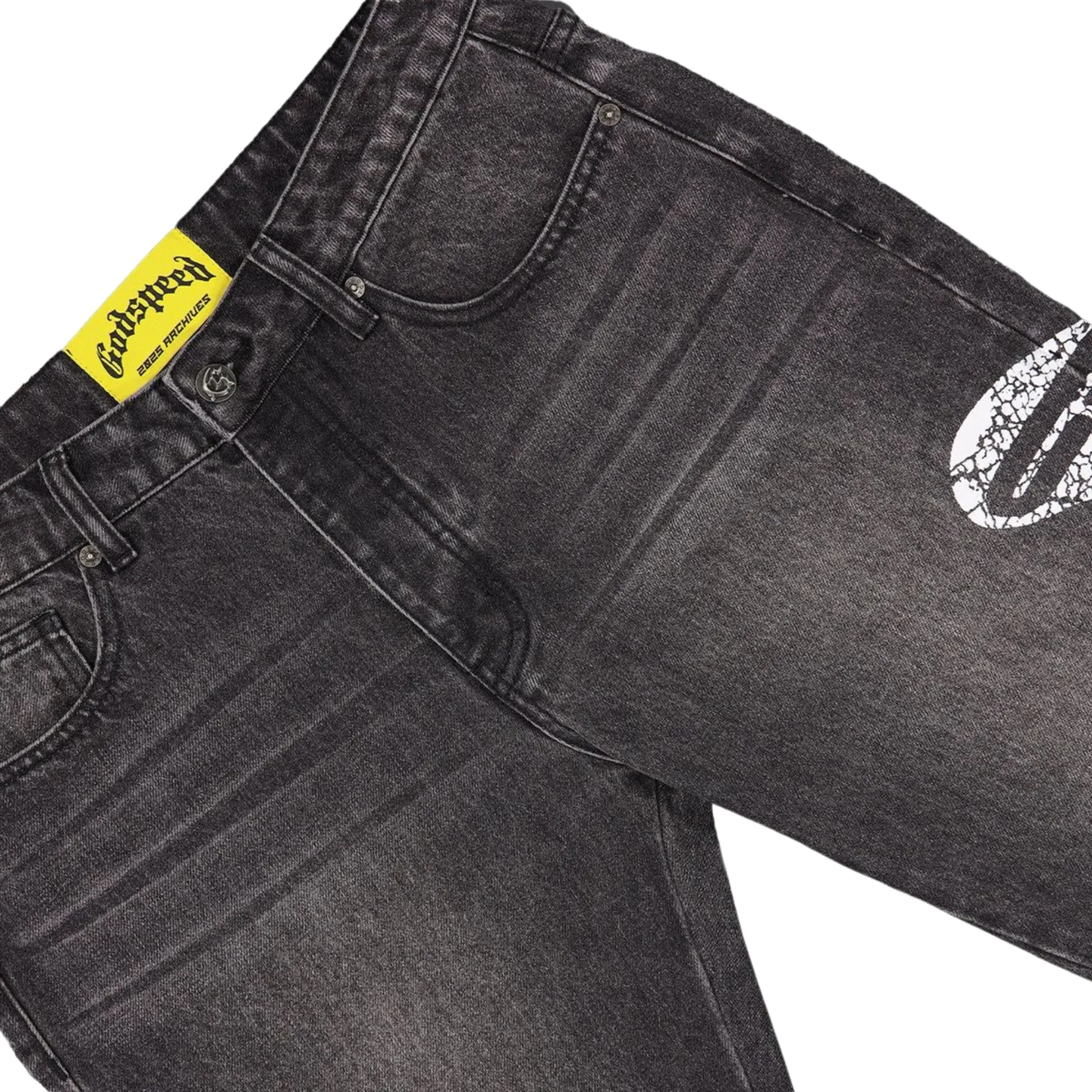 AntiStatic Lining Casual Fashion Godspeed "OG Logo" Flared Denim (Grey Wash)