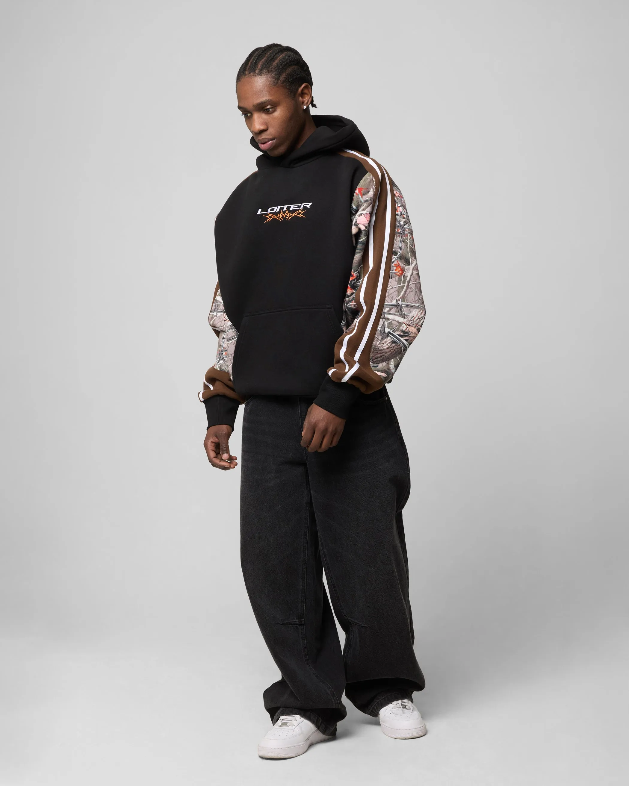 Loiter Hunter Patchwork Hoodie Real Tree Camo Streetwear sports event