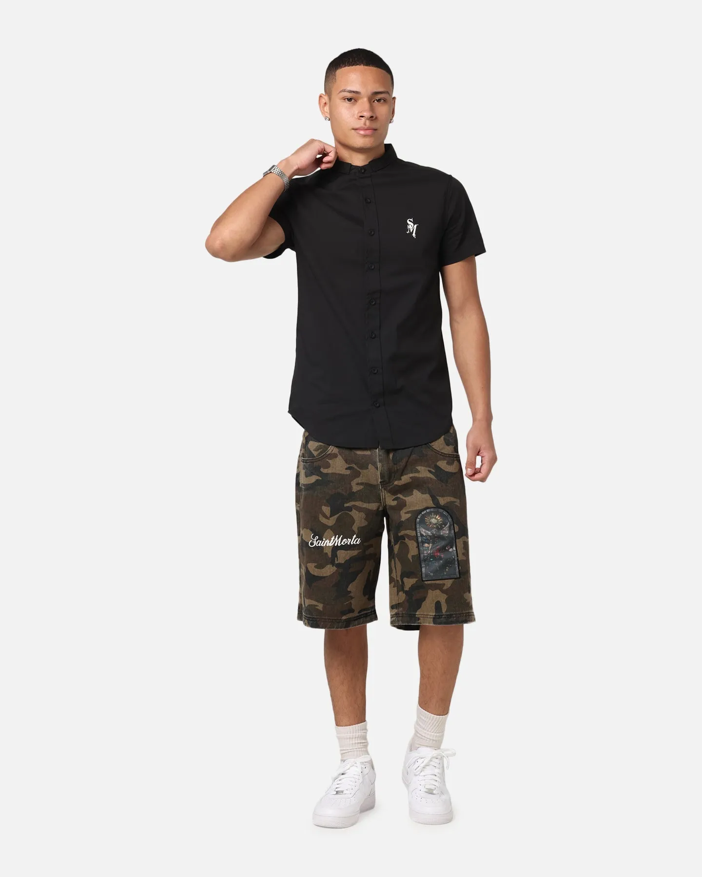 Simple Flex Saint Morta Kingdomcome Baggy Shorts Woodland Camo