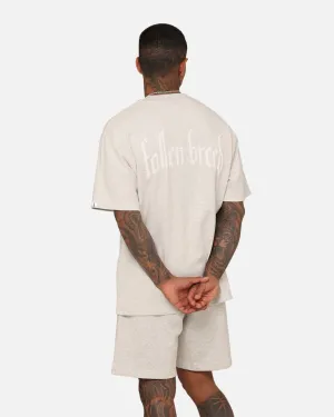 Layered Hem Design Fallen Breed Monogram T-Shirt Grey Marle/White