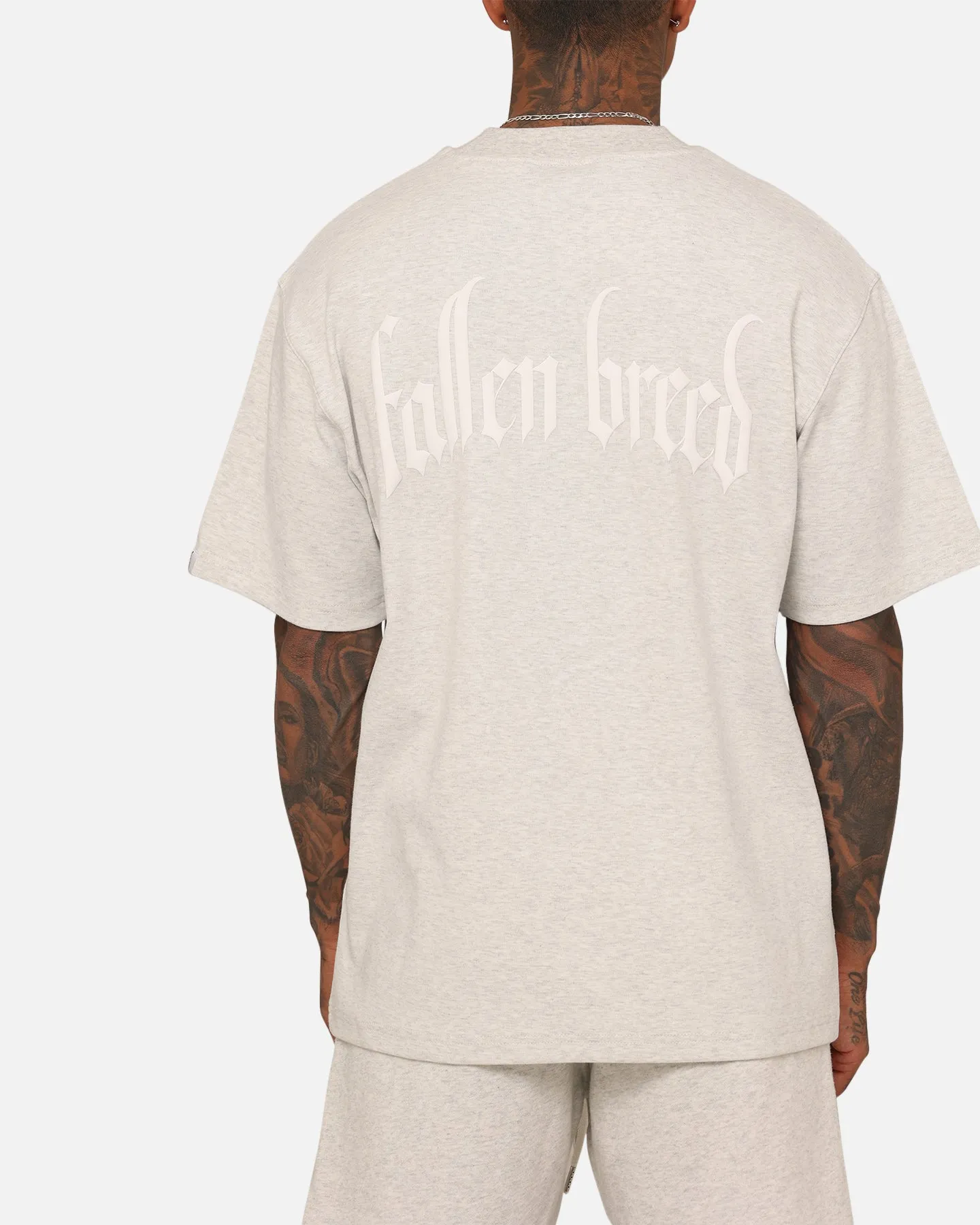 Fallen Breed Monogram T-Shirt Grey Marle/White Effortless Daywear