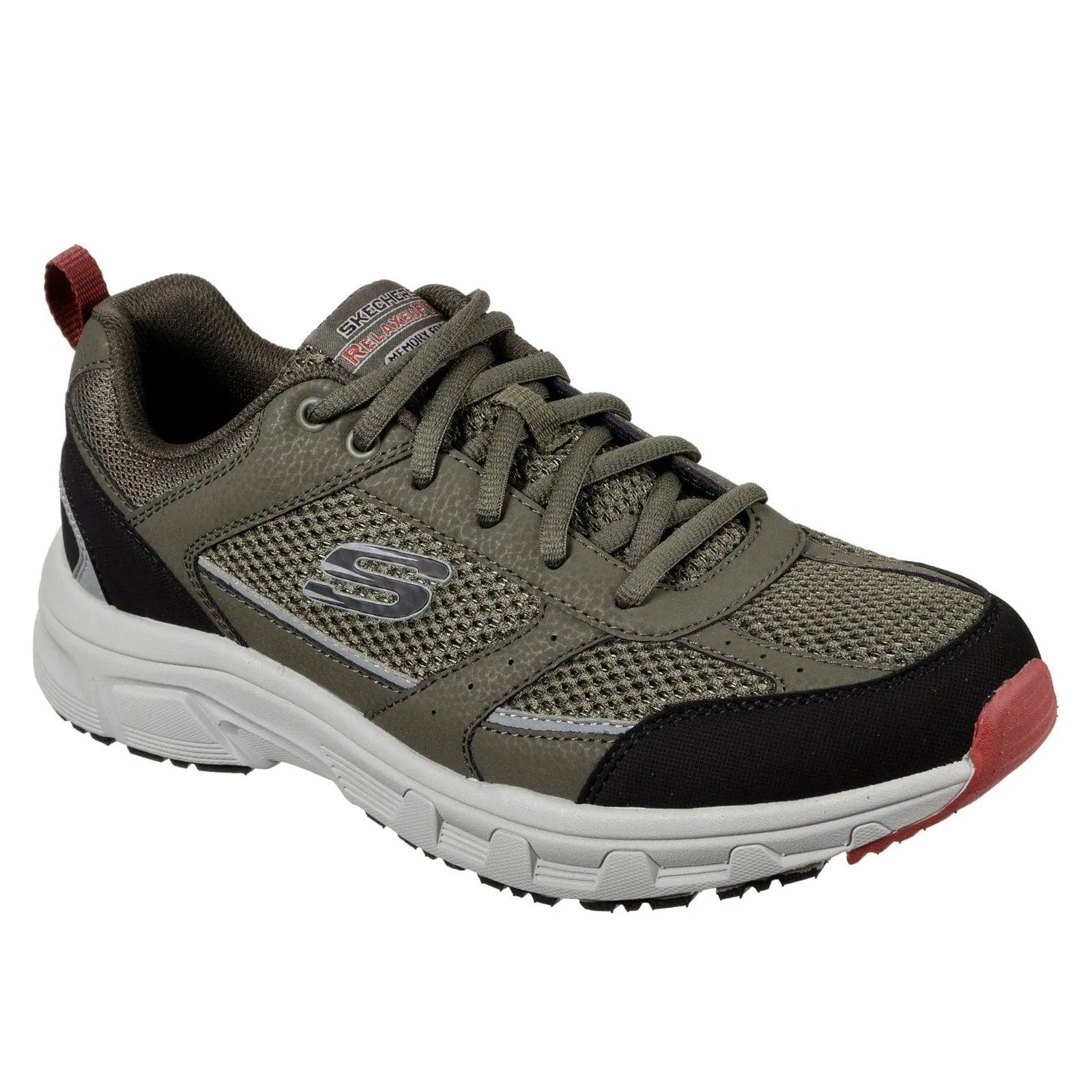 Ultra Light Airport Travel Wide Toe Box Option Skechers Mens Oak Canyon Verketta Trainers Olive/Black