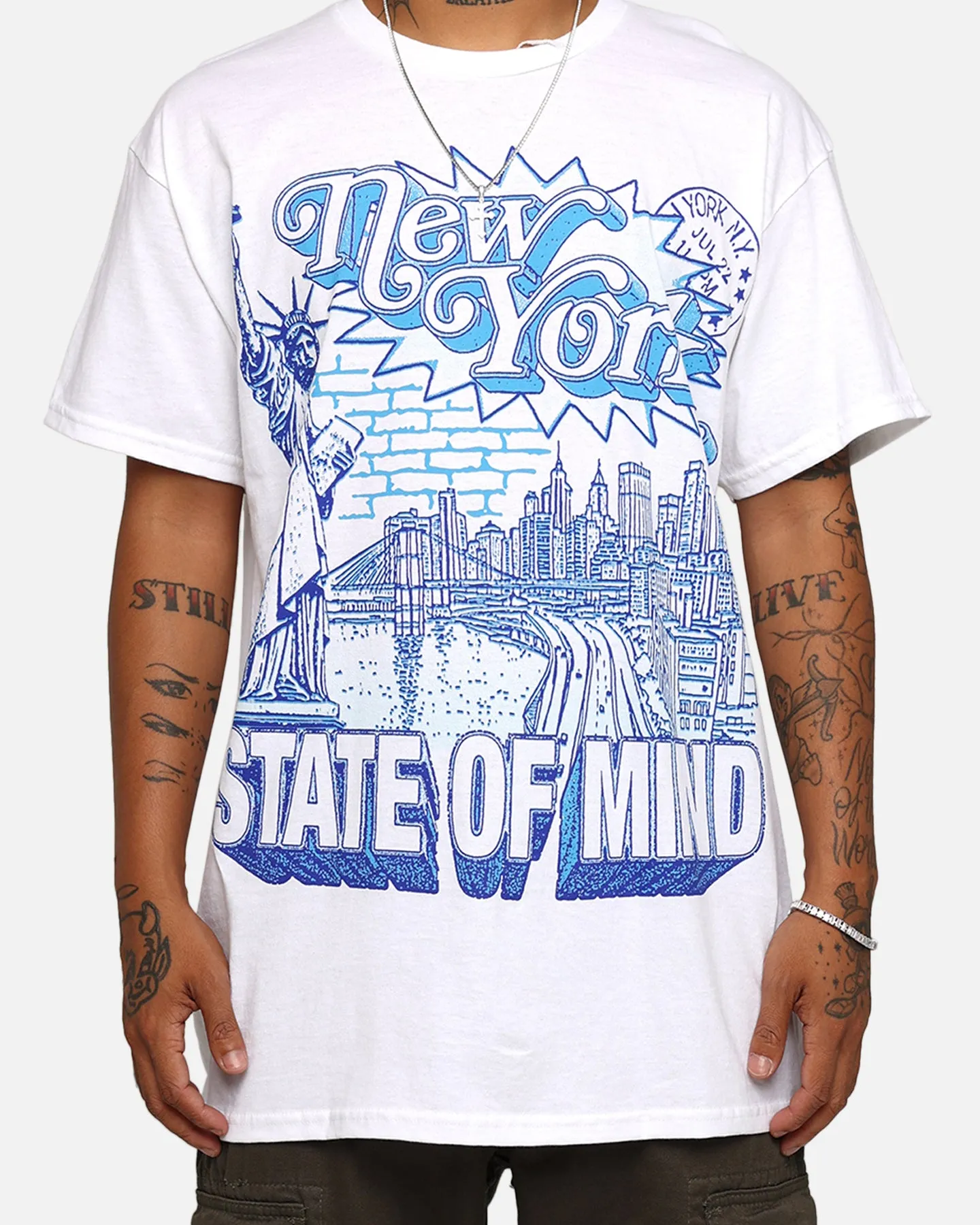 V neck spandex blend Goat Crew New York Mindset T-Shirt White