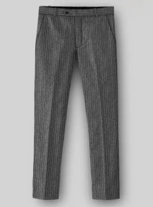 Light Weight Gray Stripe Tweed Pants Layered Wear
