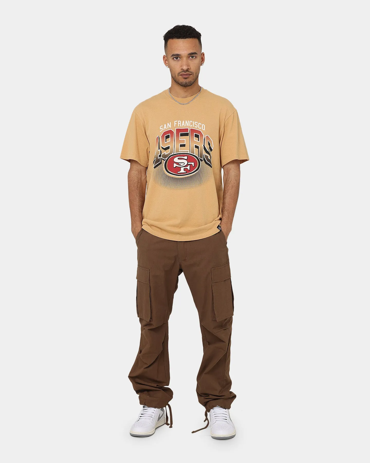 Majestic Athletic San Francisco 49ers Vintage Arch T-Shirt Tan Soft Wear Easy Care Fabric