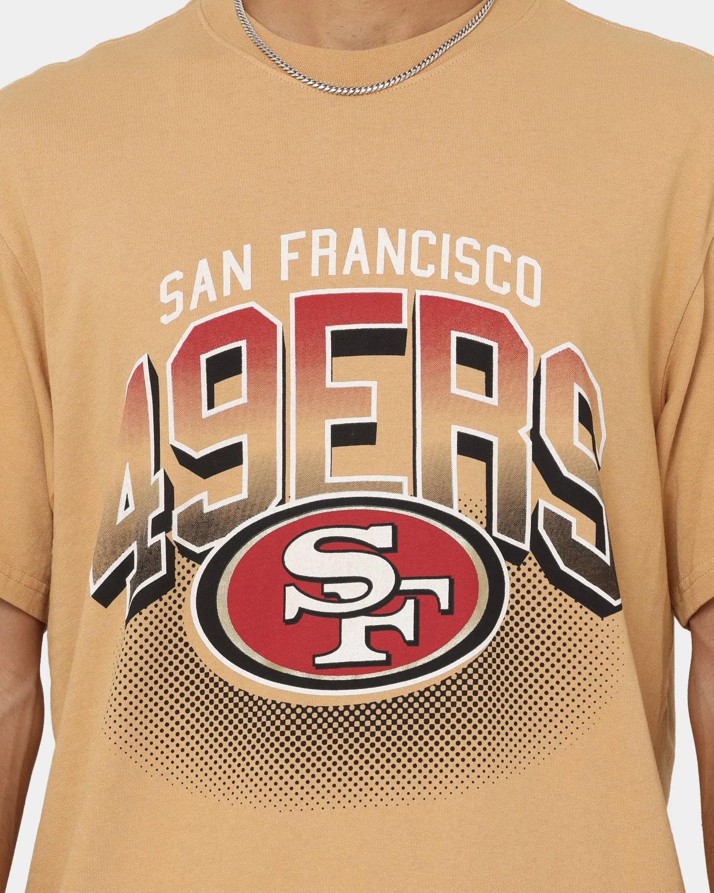 Majestic Athletic San Francisco 49ers Vintage Arch T-Shirt Tan Fashionable Wear Ultra Soft Blend